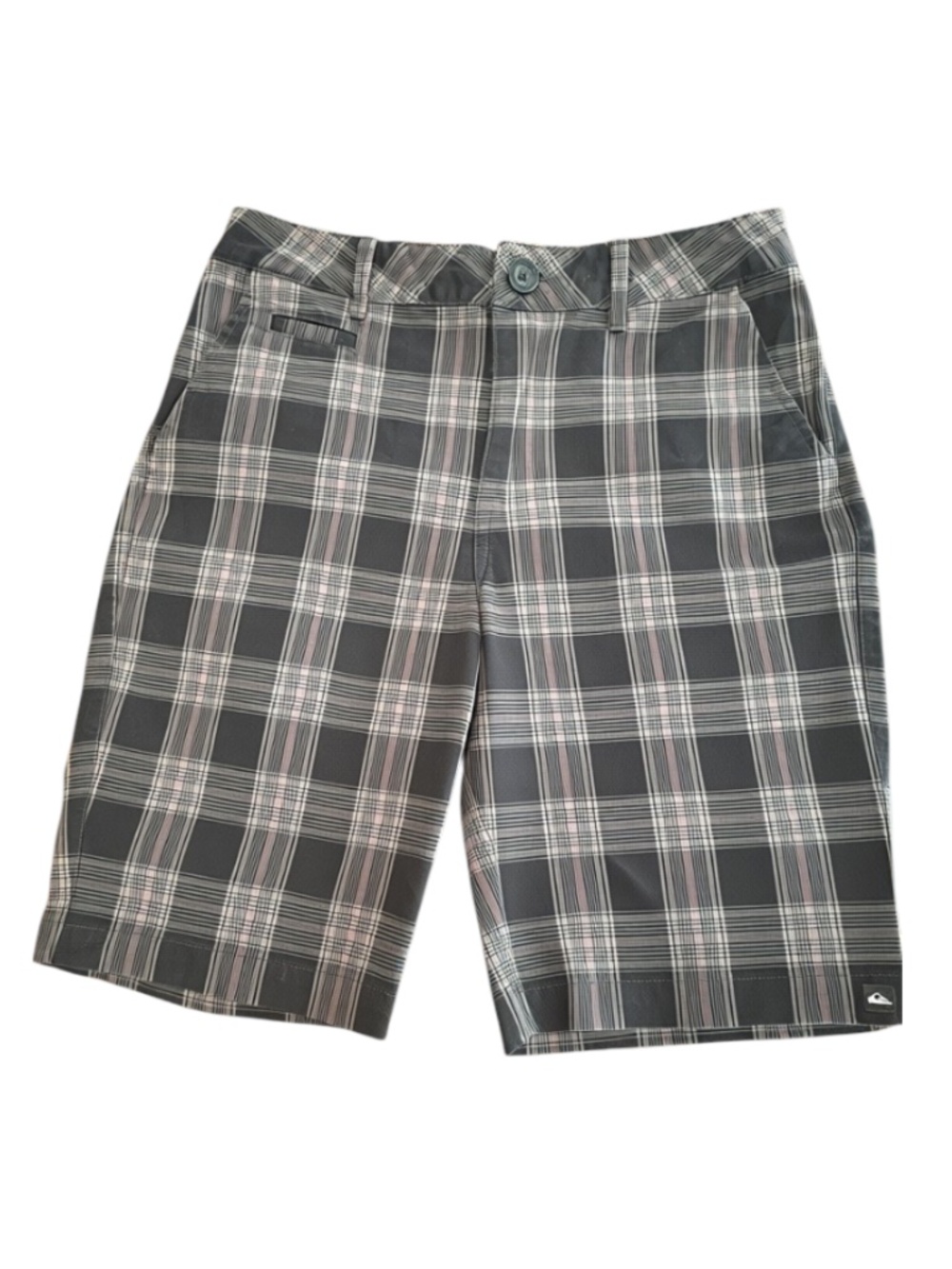 Quiksilver Plaid Chino Walk Shorts Women’s Grey Black Surf Board Y2K Size 27